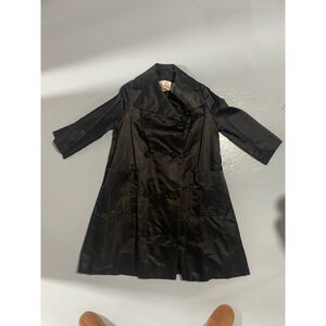 Vintage BRAMSOM black sateen  swing dress coat! size M